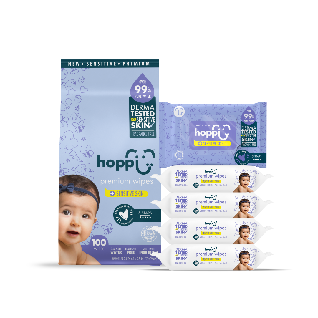🎁 Hoppi Premium Wipes [German Dermatologically Tested] with Halal Certified (20 Wipes x 5 Packs) (100% off)